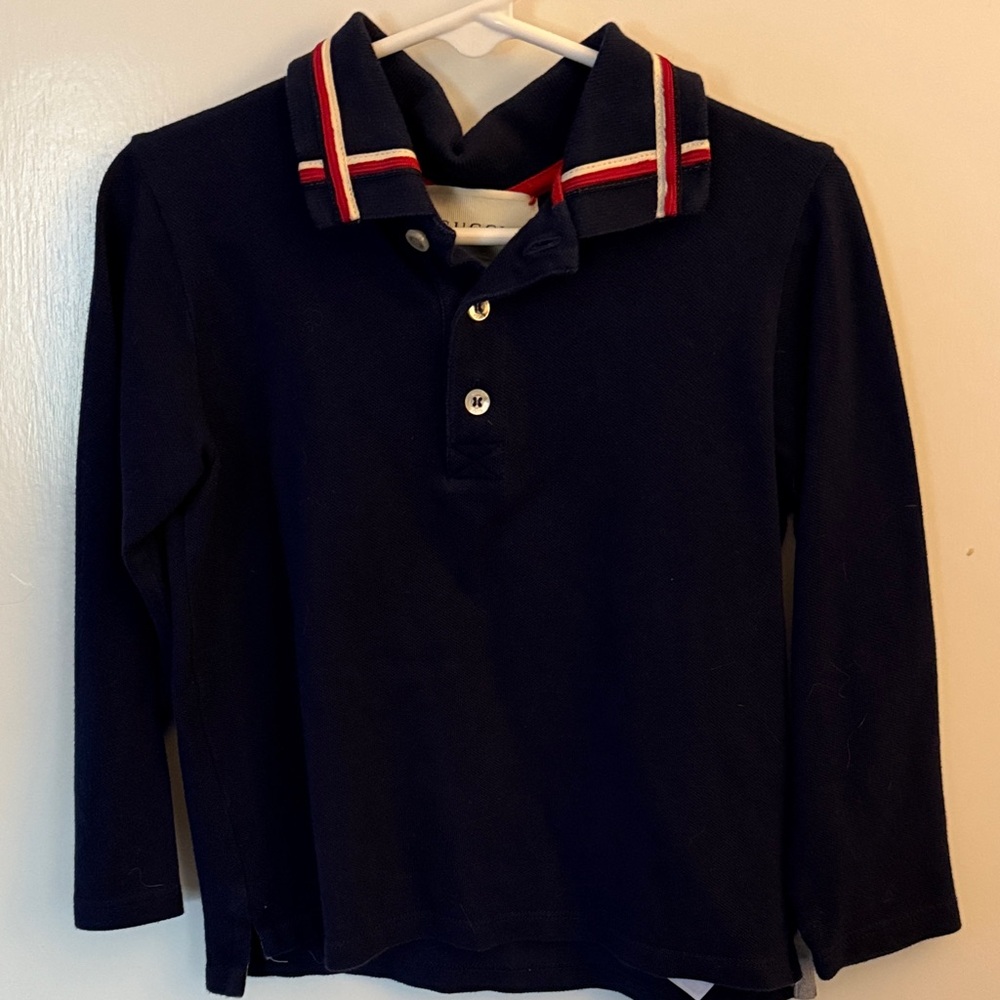Gucci Kids Polo Shirt in Navy with Red Accents